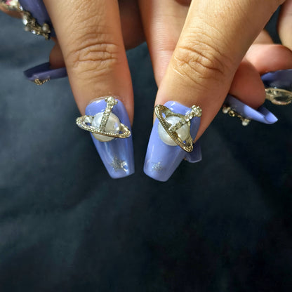 Handmade Royal Blue - Luxurious Rhinestone Nail Art Set